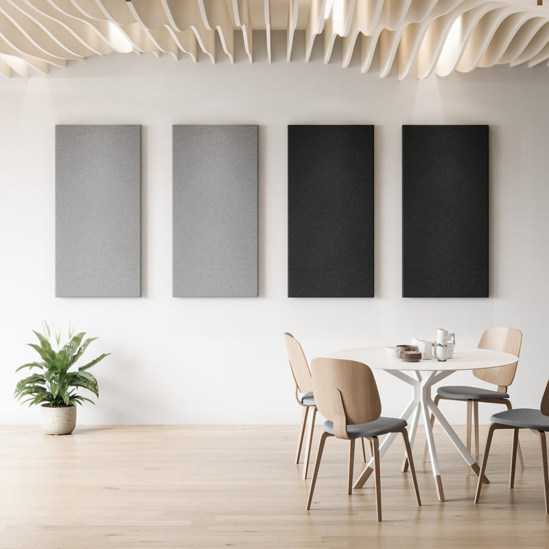 4 PCS 47.2"L x 23.6"W Fiberglass Acoustic Panels Noise Reduction for Home/Office, Light Gray