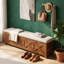 Banc d'entrée en bois massif de 63 pouces avec rangement à couvercle relevable,