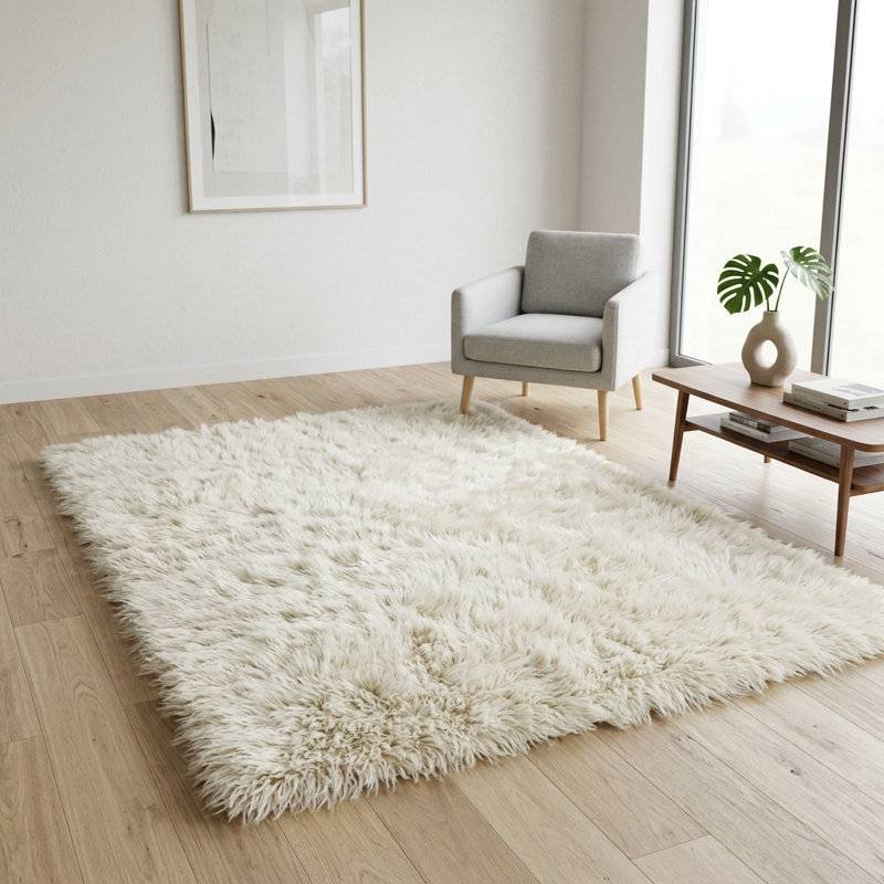 Tapis en laine Stylsih Flokati, Carré 6 pi