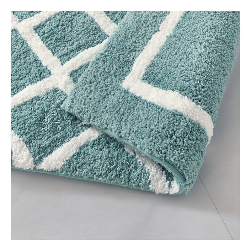 Tapis pour salle de bain réversible touffeté à poils longs, microfibre turquoise, 60 po x 24 po