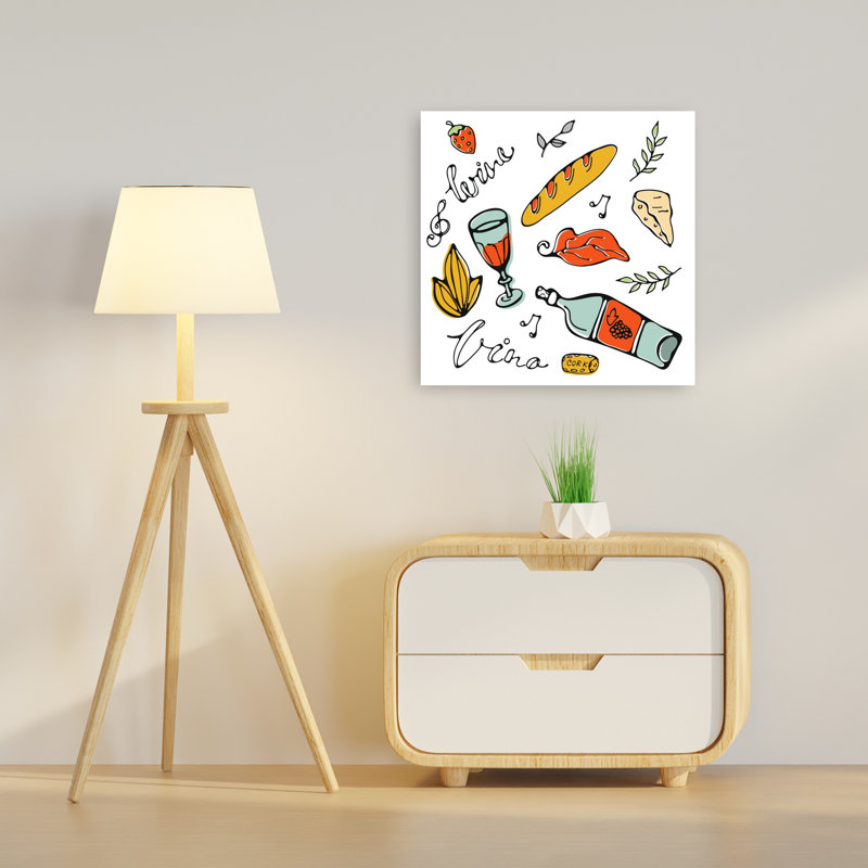 «Delightful Wine and Bites Rustic Abstract Contemporary Landscape Nature», art mural, 24" H x 24" W