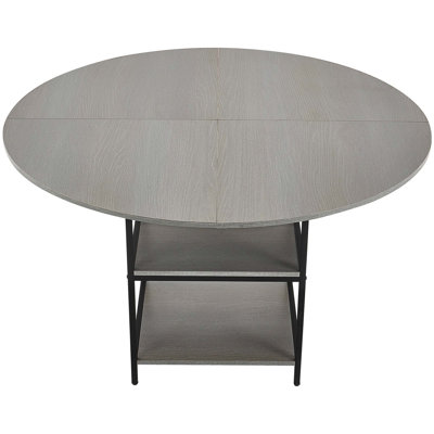47 Inch Round Wooden Dining Table, Grey Kitchen Dinner Table For 4-6 People, Table Only