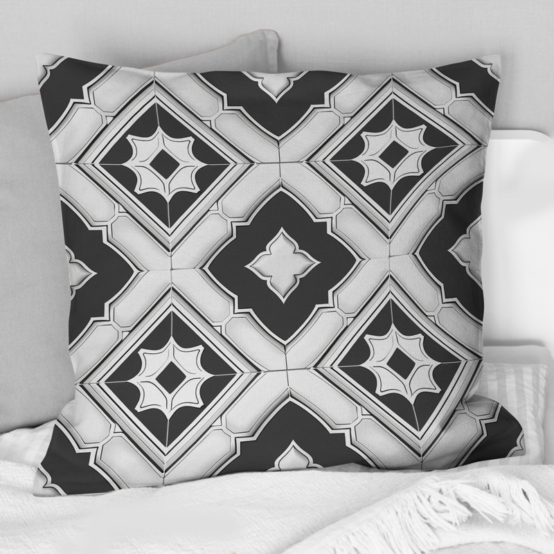 Gris moderne Trellis II - coussin décoratif moderne, H 18 po x l 18 po