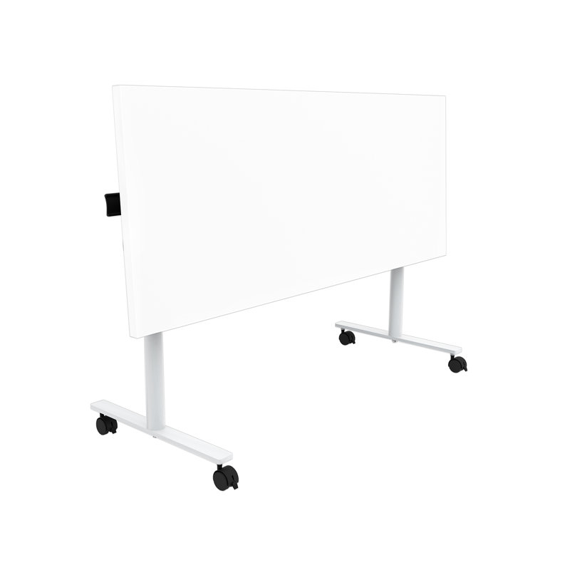 JURNI Flip Table With Casters, Designer White, 29.50" H x 60" L x 24" W