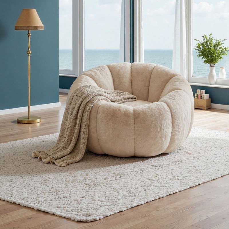 Fauteuil à billes à motif floral, Beige