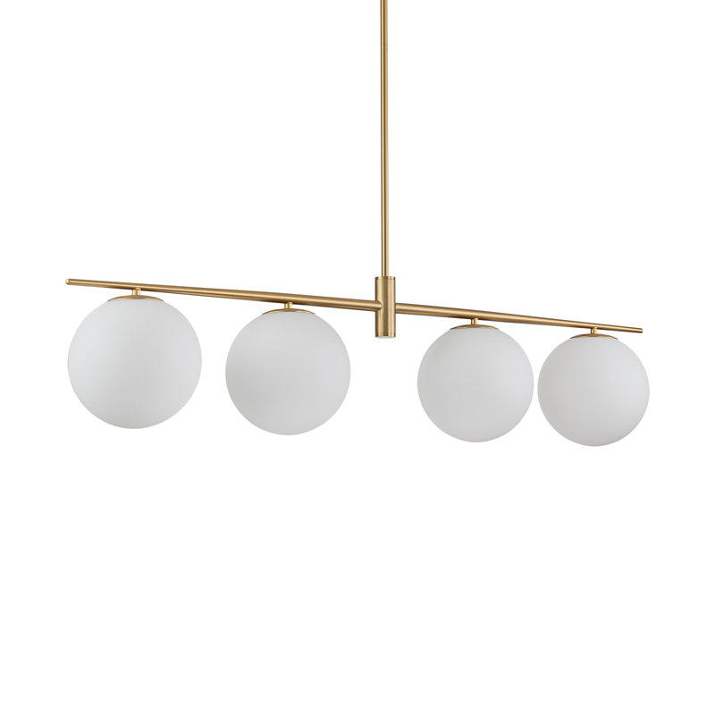 Suspension linéaire à 4 lumières réglables Kaynen, Gold, Clear