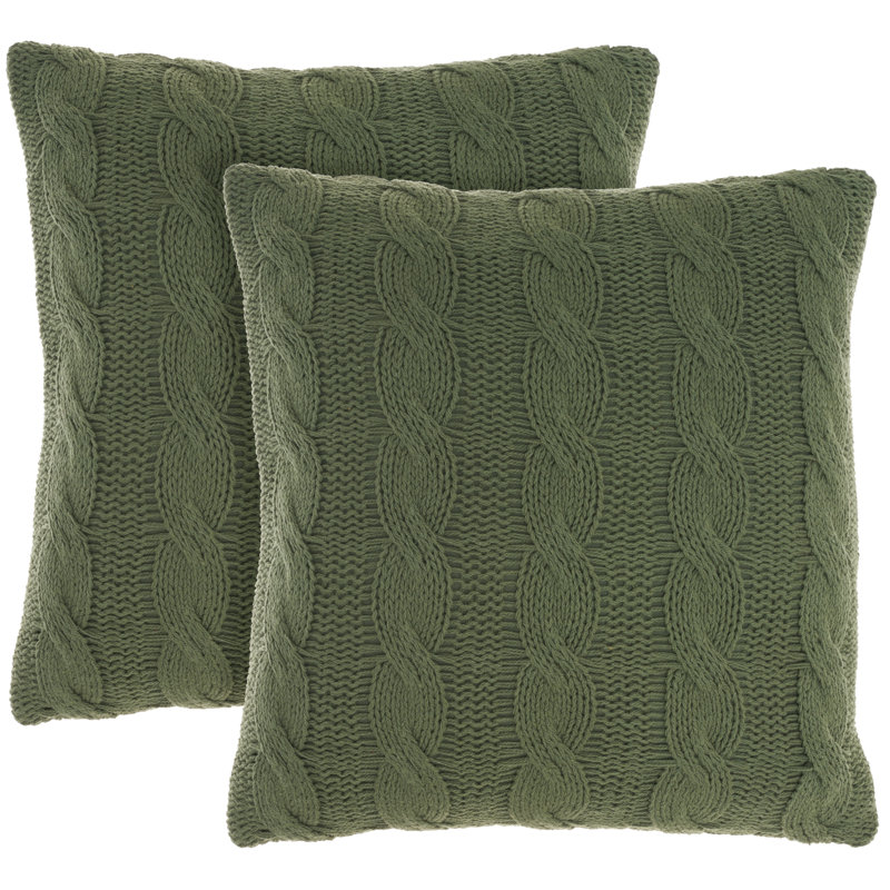 Cotton Reversible Throw Pillow, Green
