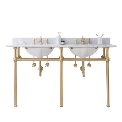 Copeland 33" Tall Stone Oval Console Bathroom Vanity with Faucet and Overflow
