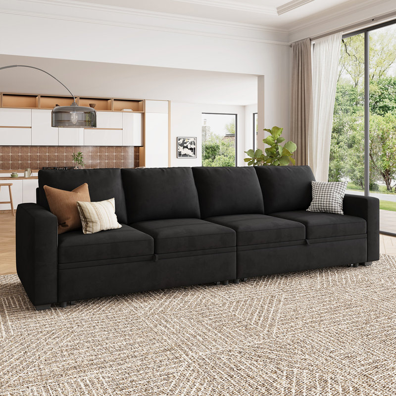 Canapé-lit modulaire Anureet Honbay, Velours noir