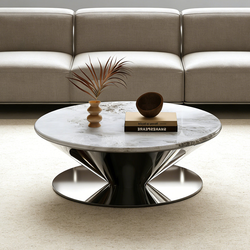 Beane Pedestal Coffee Table, 15" H x 39.4" L x 39.4" W