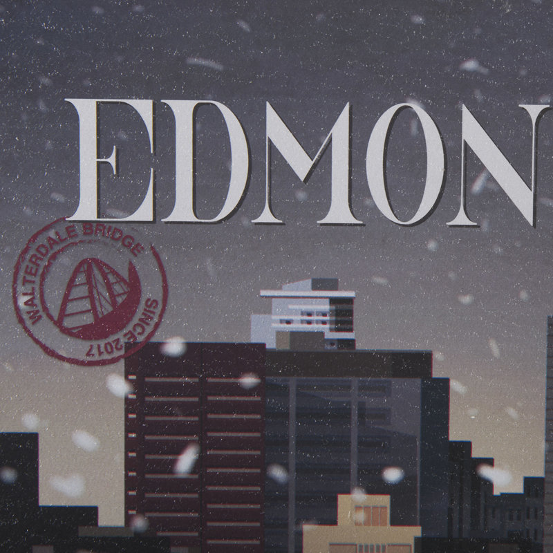 Edmonton Go by Simone a Framed Art Print Matted under Glass, Black Floater Framed, 15.5" H x 10.5" W x 1.5" D, No Matte