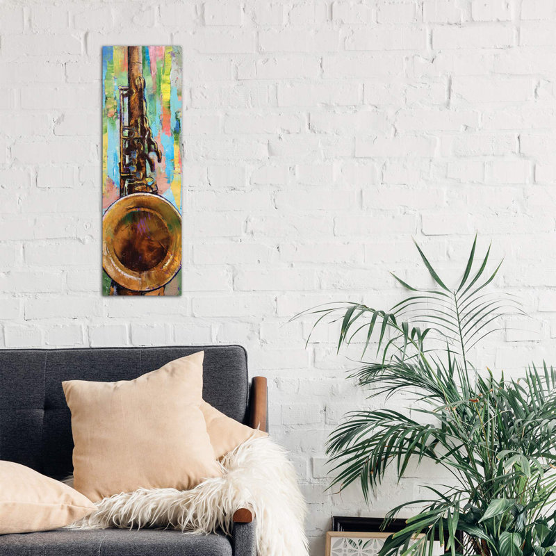 Saxophone by Michael Creese - Wrapped Canvas Panoramic Painting, 121.92 cm H x 40.64 cm W x 3.175 cm D