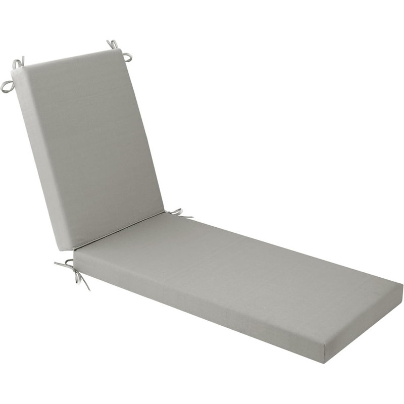 Outdoor Chaise Lounge Seat/Back Cushion - Waterproof, Fade-Resistant, Light Gray