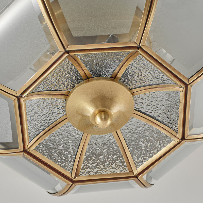 Vintage 3-Light Outdoor Brass Flush Mount Ceiling Light Fixture
