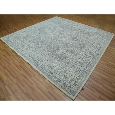 9'11" x 10'2" Duck Hand Knotted  Undyed Mamluk Dynasty Shiny Wool Square Rug