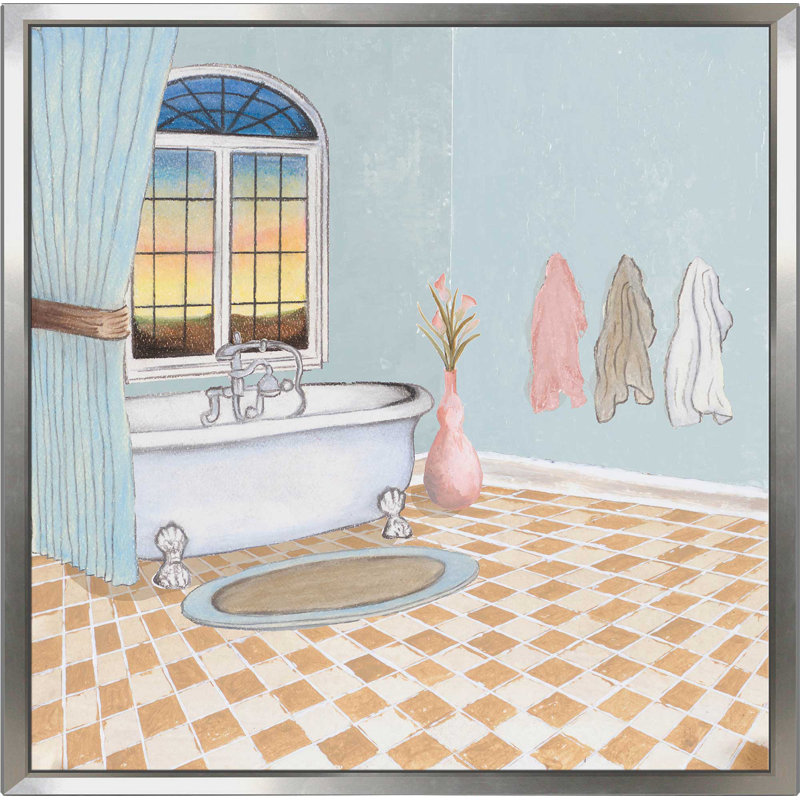 «Pastel Bath I», impression, H 31,5 po x l 31,5 po x P 2 po, Cadre flottant argent