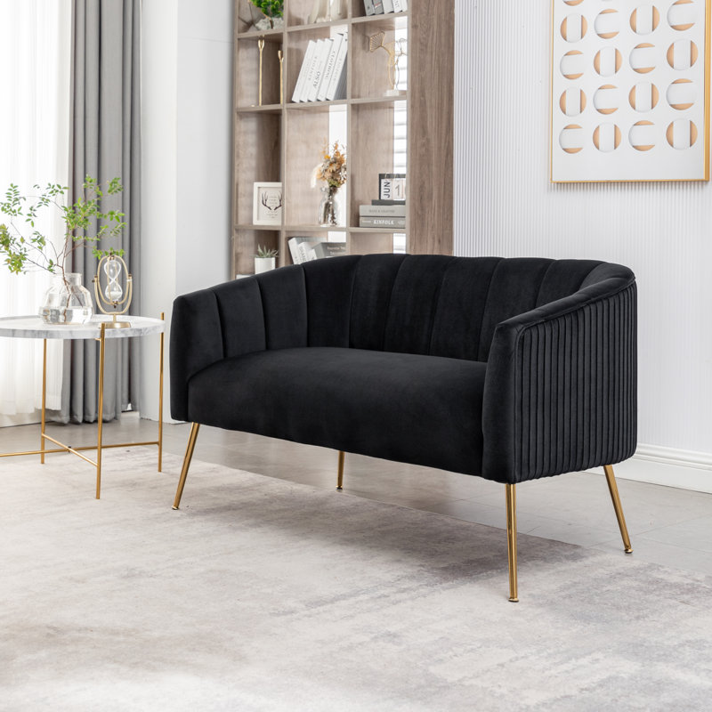 Mariantonietta 51'' Velvet Loveseat, Black 