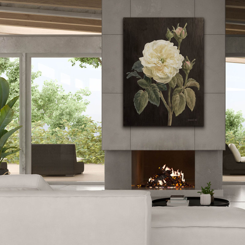 «Heirloom White Rose On Black» par Danhui Nai, art mural sur toile, H 54 po x l 40 po