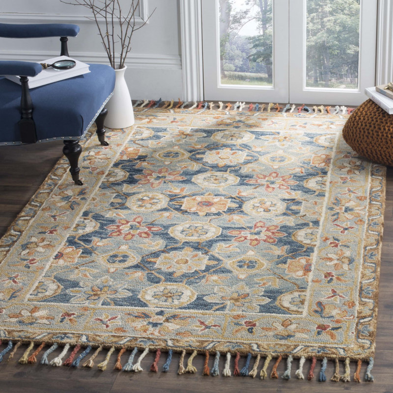 Tapis géométrique en laine touffeté à la main Carman, Rectangle 9 pi x 12 pi