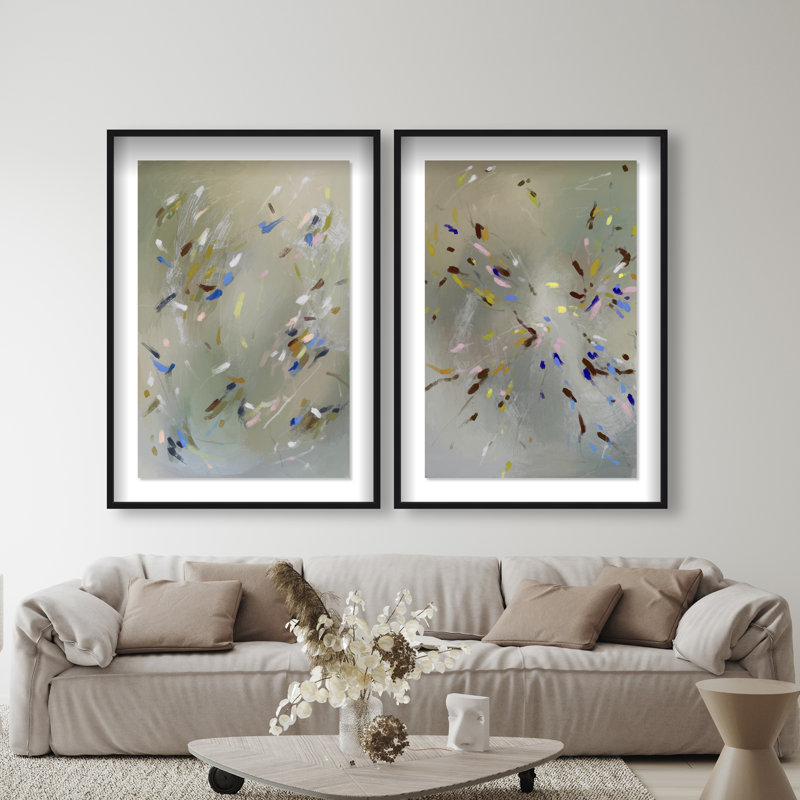Spontaneous Traces Set Set by Oliver Gal, 33"H x 23"W, Black Shadowbox