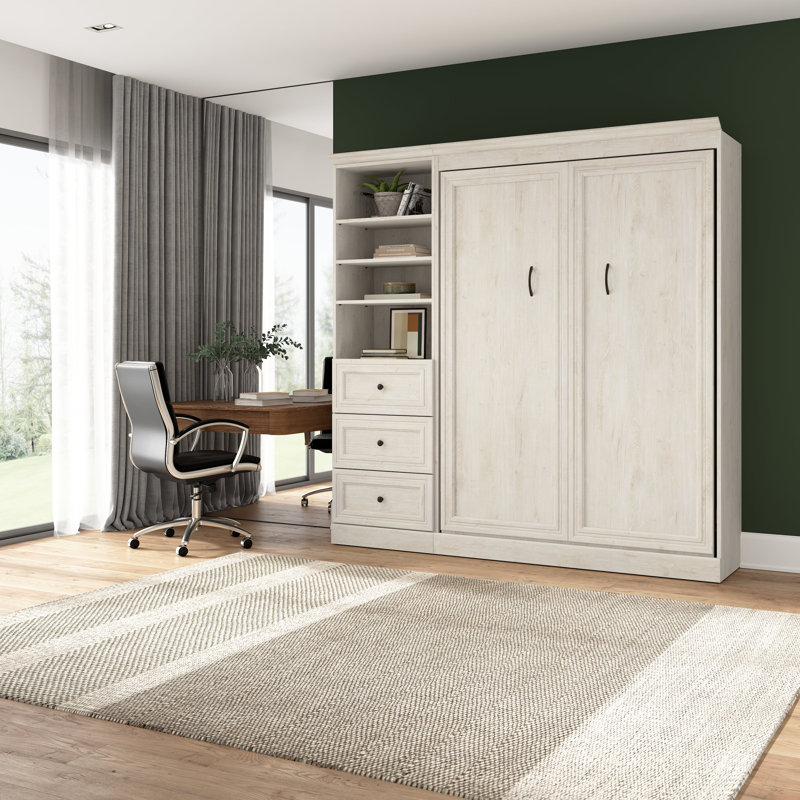 Alvaretta Murphy Storage Bed, Linen White Oak, Queen
