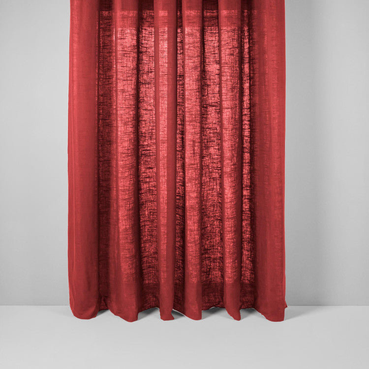 Bellavista Semi Sheer Curtain Single Panel, Width 145 x Drop 280cm, Bright Red