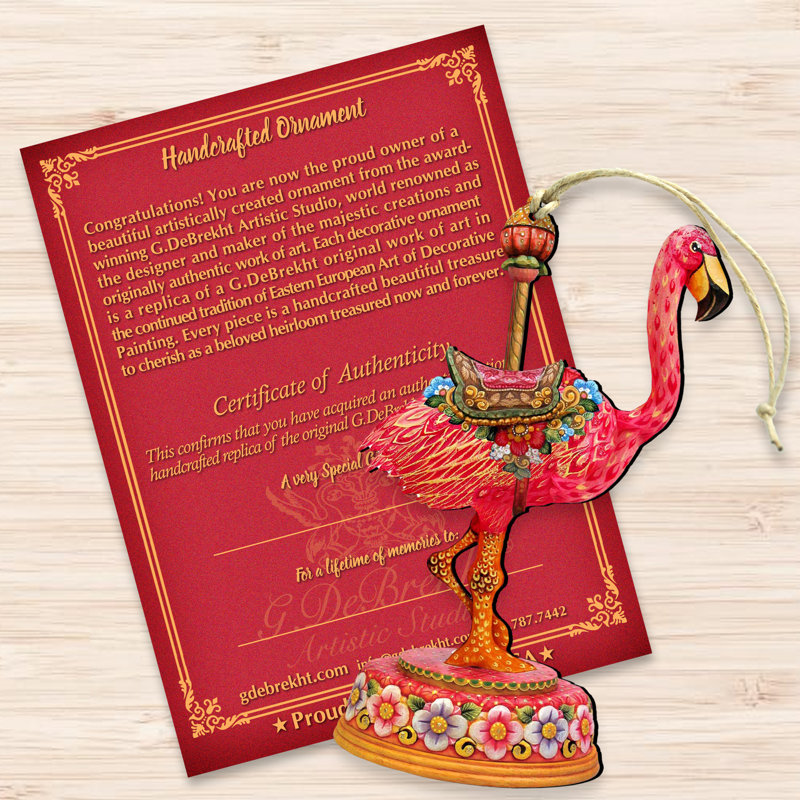 Ornement en bois en forme de fêtes flamant rose