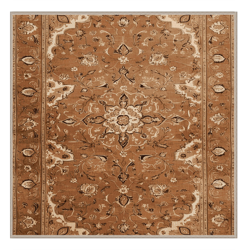 Machine Washable Persian Brown Area Rug, Square 8'
