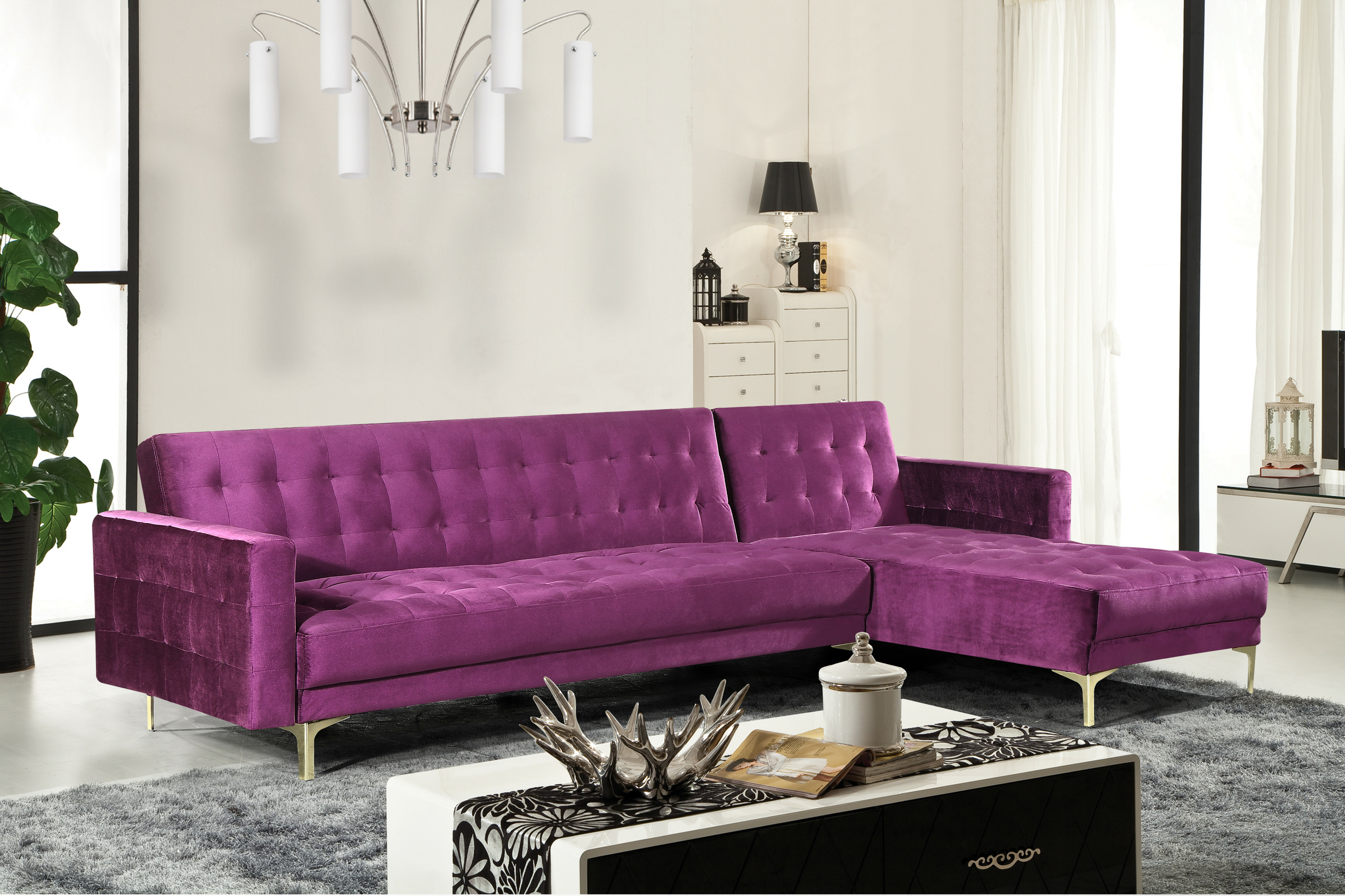 Purple velvet deals sectional