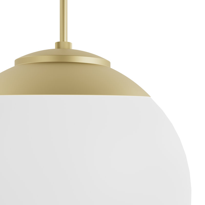 Hepburn 16" Modern Brass Globe Pendant with White-Cased Glass