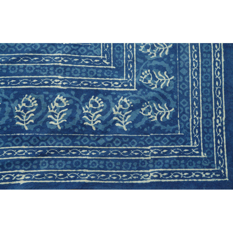 INDIGO BLOCK PRINT 72" X 102" TABLELCOTH