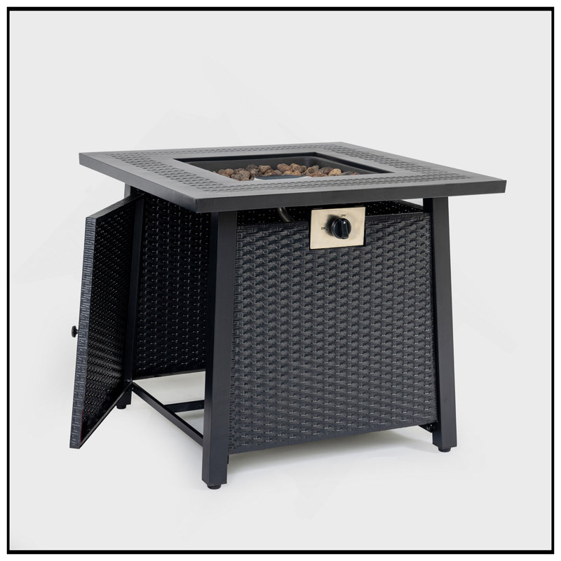 Stylish 28-Inch Iron Square Propane Fire Pit Table