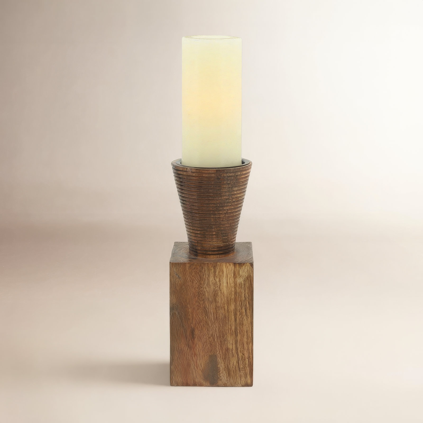 Wood Candlestick Holder, 10" H x 4" W x 4" D
