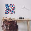 Motif de courtepointe géométrique patchwork rouge blanc bleu par Vanna Lam - ensemble de 4 impressions d'art graphique-1938445559-1938445556