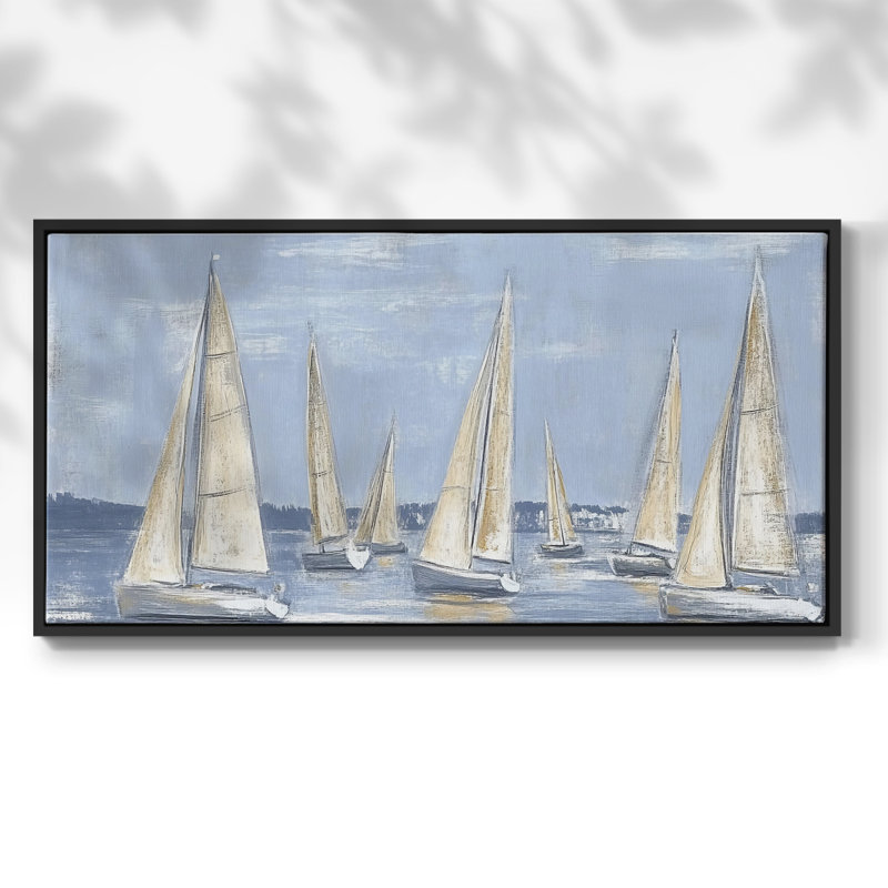 Série nautique-CCxxviii - Toile tendue avec châssis encadré - Prêt à être accroché, H 25 po x l 49 po, Noir