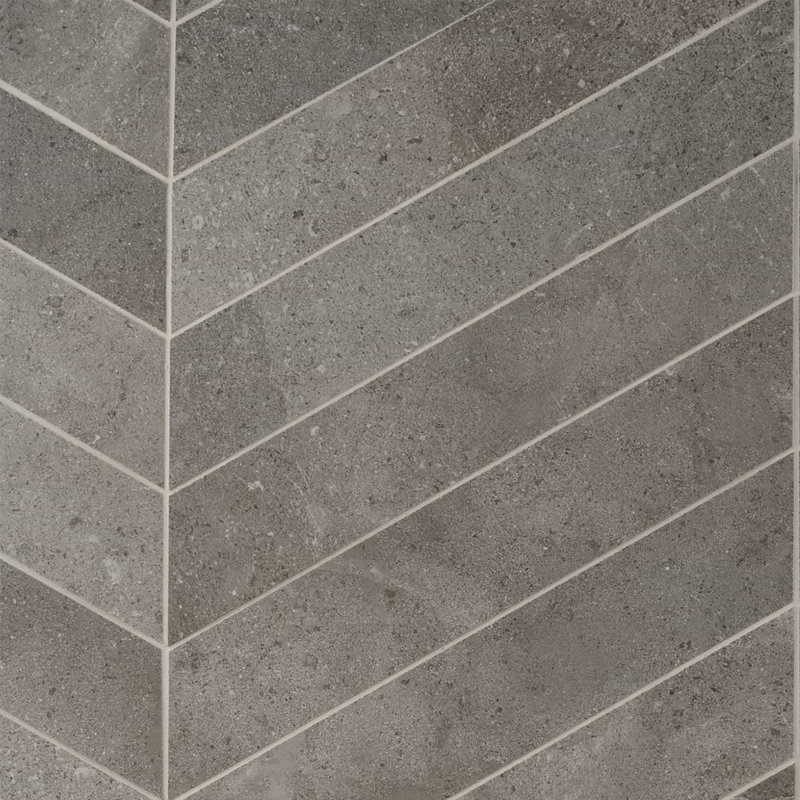 New Rock 4x21 Chevron Matte Porcelain Tile, Fossil Dark Gray
