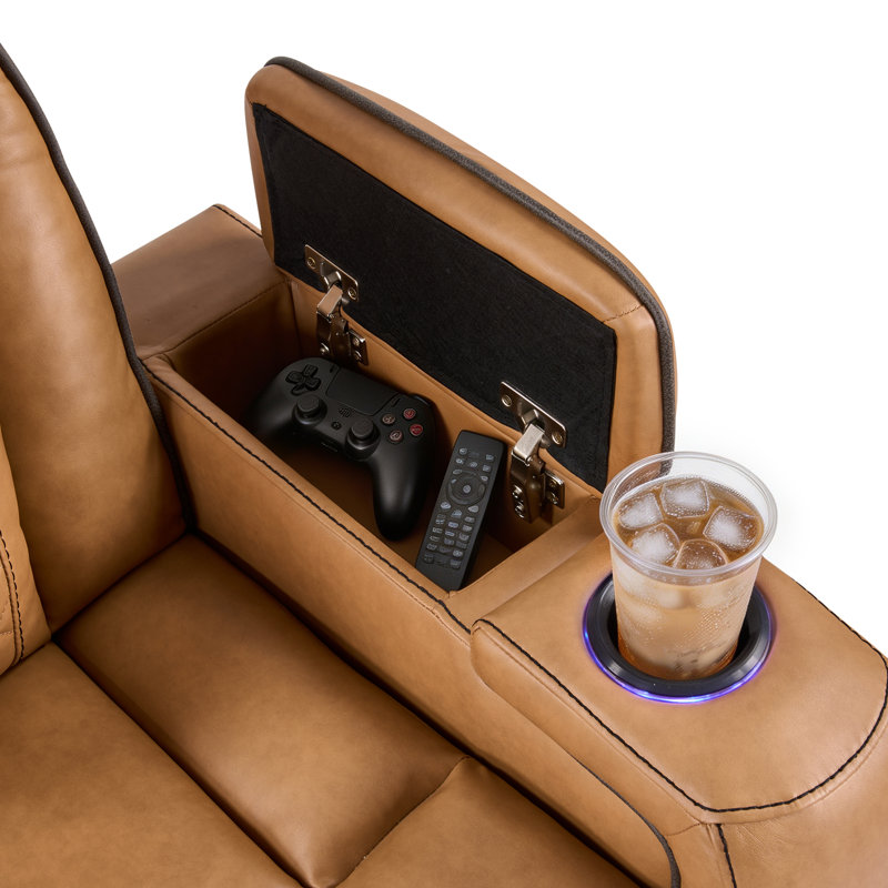 Fauteuil inclinable électrique 37 po avec porte-gobelets et lumière DEL, Tan