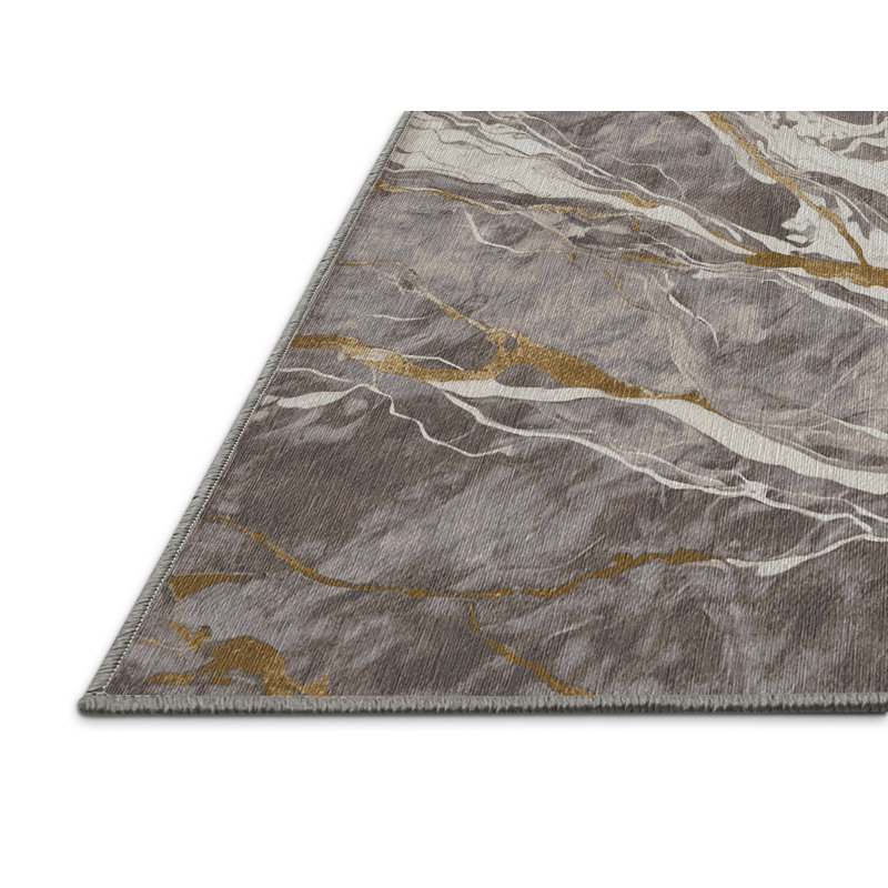 Machine Washable Gray Area Rug, Rectangle 2' x 5'