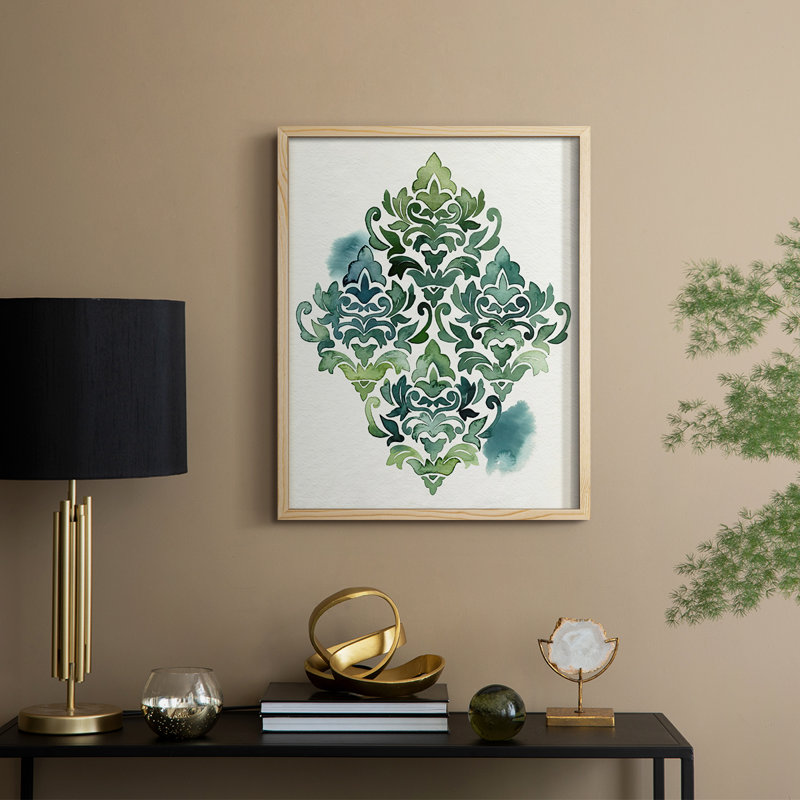 «Algae and Azule Motif I», reproduction encadrée - bois massif, H 11 po x l 9 po