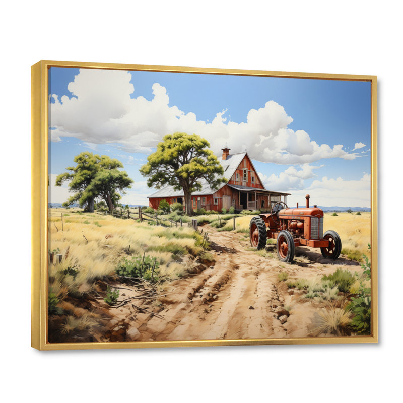 Impression sur toile Barns Rustic Charm, H 30 po x l 40 po x P 1,5 po, Cadre flottant doré