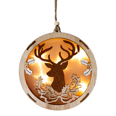 2'' Solid Colour Wood Lighted Ball Ornament