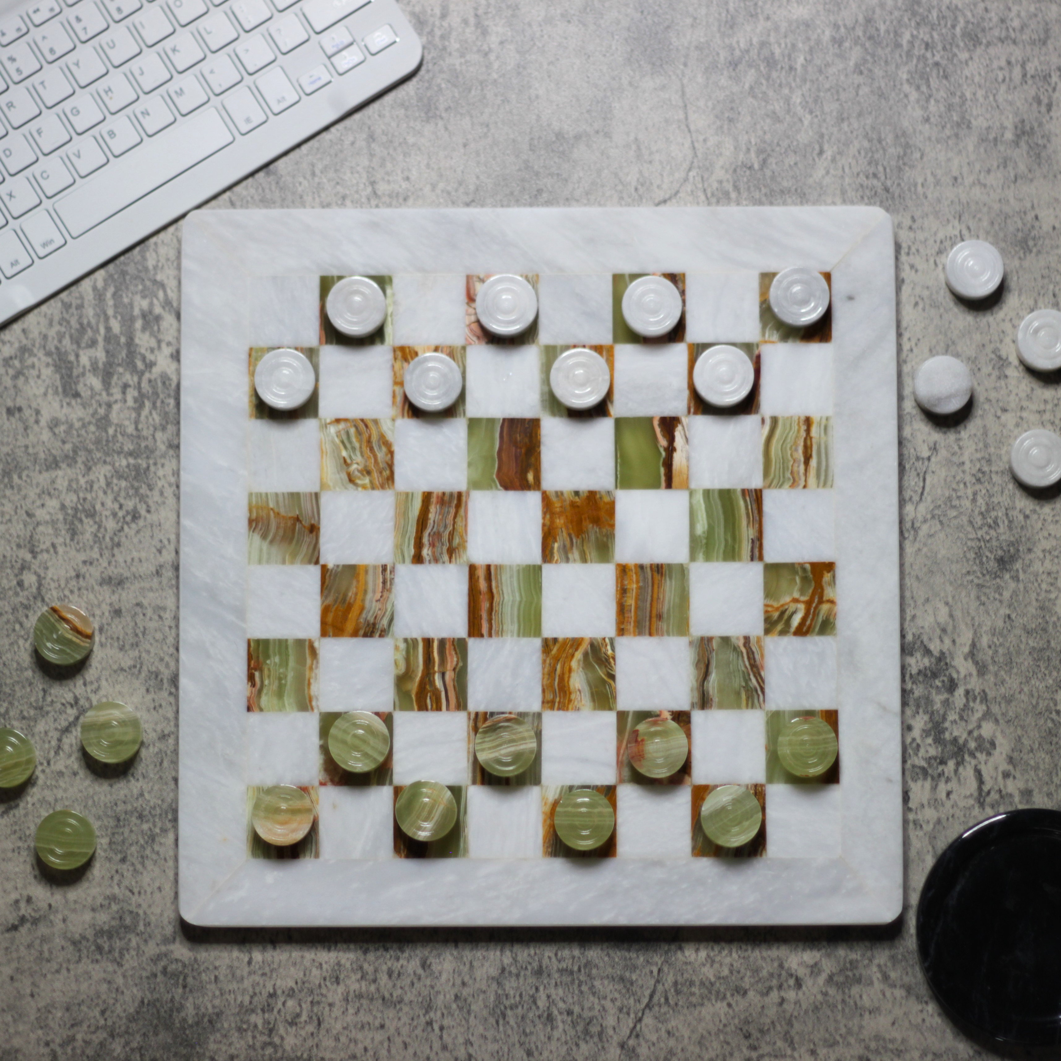 Marble Cultures Marble Backgammon Checkers Set