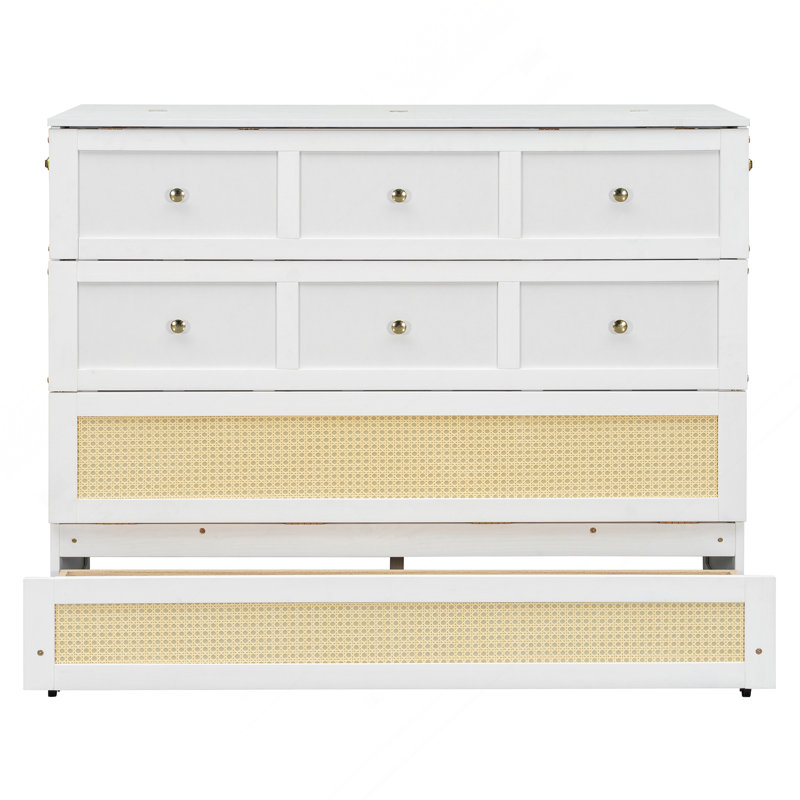 Lit escamotable double avec grands tiroirs, Blanc