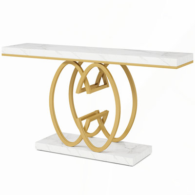 55" Long Faux Marble Console Table