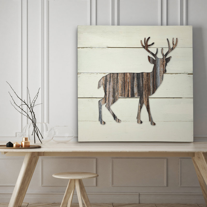 " Woodland Deer ", Wrapped Canvas, 24" H x 24" W x 1" D