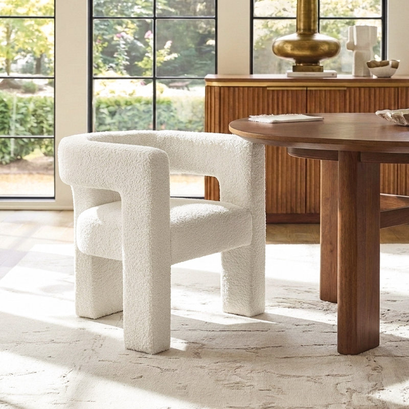 Fauteuil carré l 28 po Brycie, Mélange de polyester crème