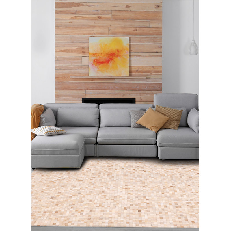 Tapis beige en peau de vache 8 pi 1 po x 10 pi 0 po