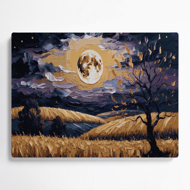 Halloween, scène de lune, art mural mauve en métal, H 11 po x l 14 po