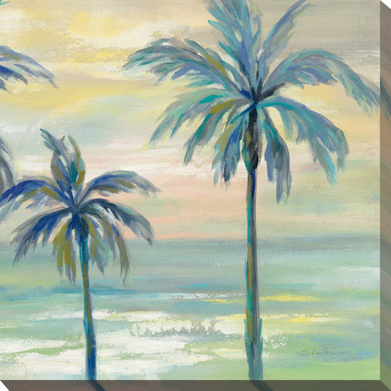 «Marine Layer Palms II», reproduction de peinture acrylique sur toile, H 31,5 po x l 31,5 po x P 2 po