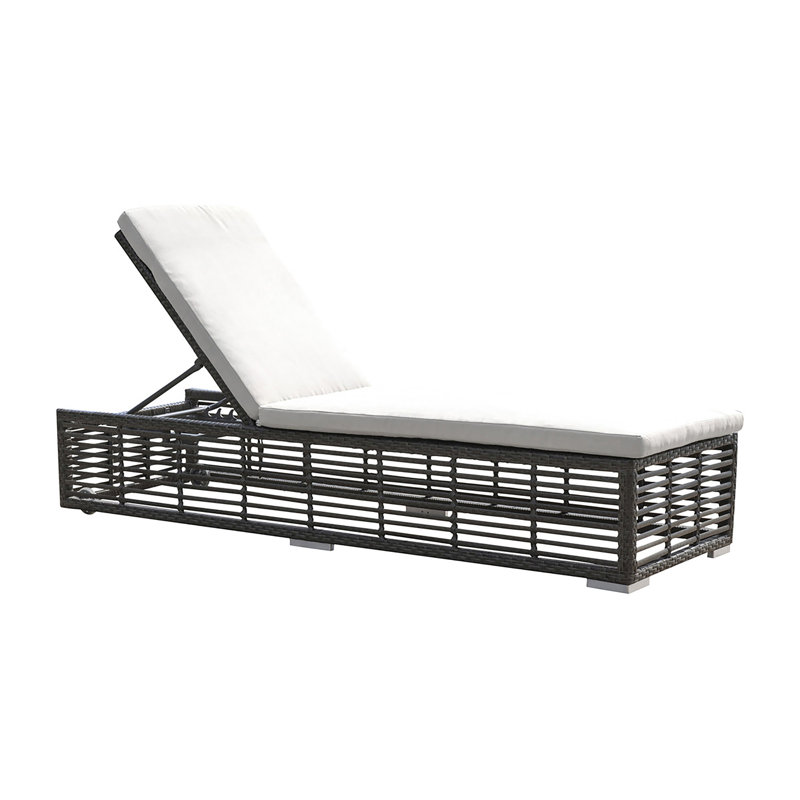 Graphite Outdoor Metal Chaise Lounge with Cushions, Standard